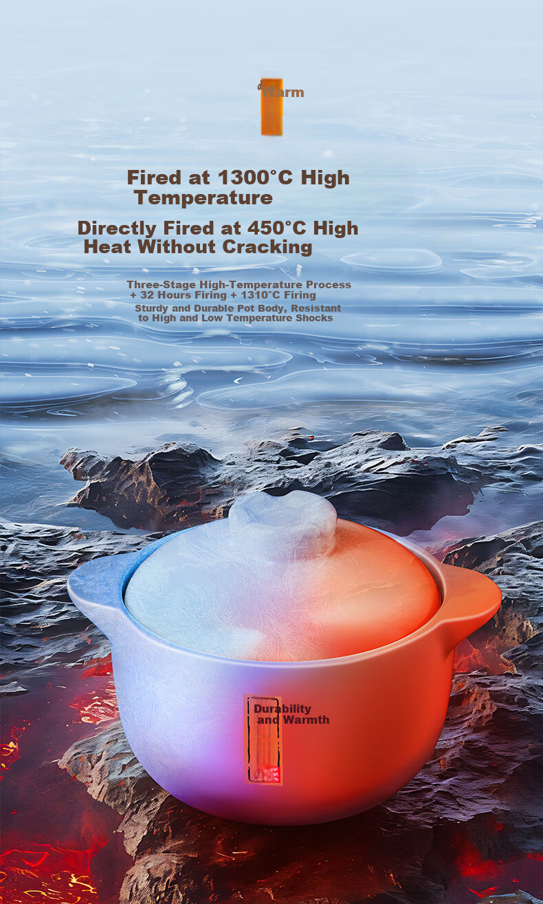 Royalstar Ceramic Casserole Pot 4.5L High-Temperature Resistant Soup Stew Pot Wide Mouth Gas Stove Compatible 8