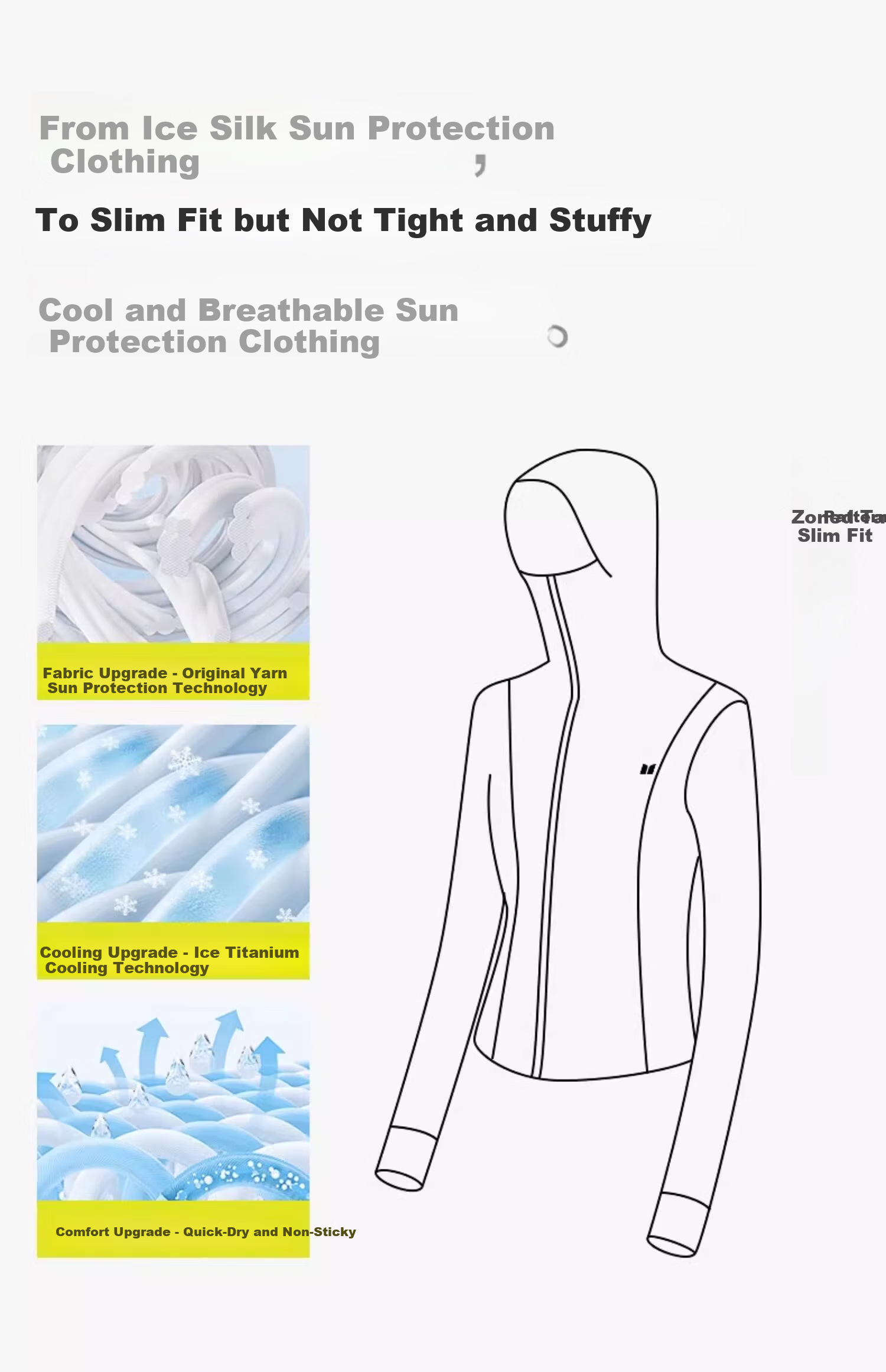 Moxun [Kunling Same Style] Slim Fit Hooded Ice Silk Sun Protection Jacket Ice Titanium Original Yarn Breathable Lightweight Sports Coat 3