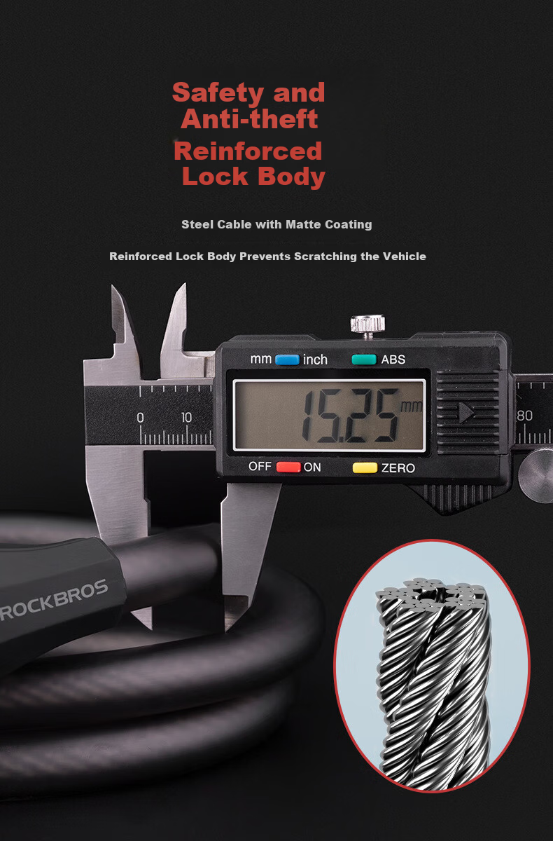 ROCKBROS Bicycle Anti-Theft Combination Lock Mountain Bike Portable Electric Vehicle Lock Cycling Accessories Model 507 Length Approx. 120cm 6