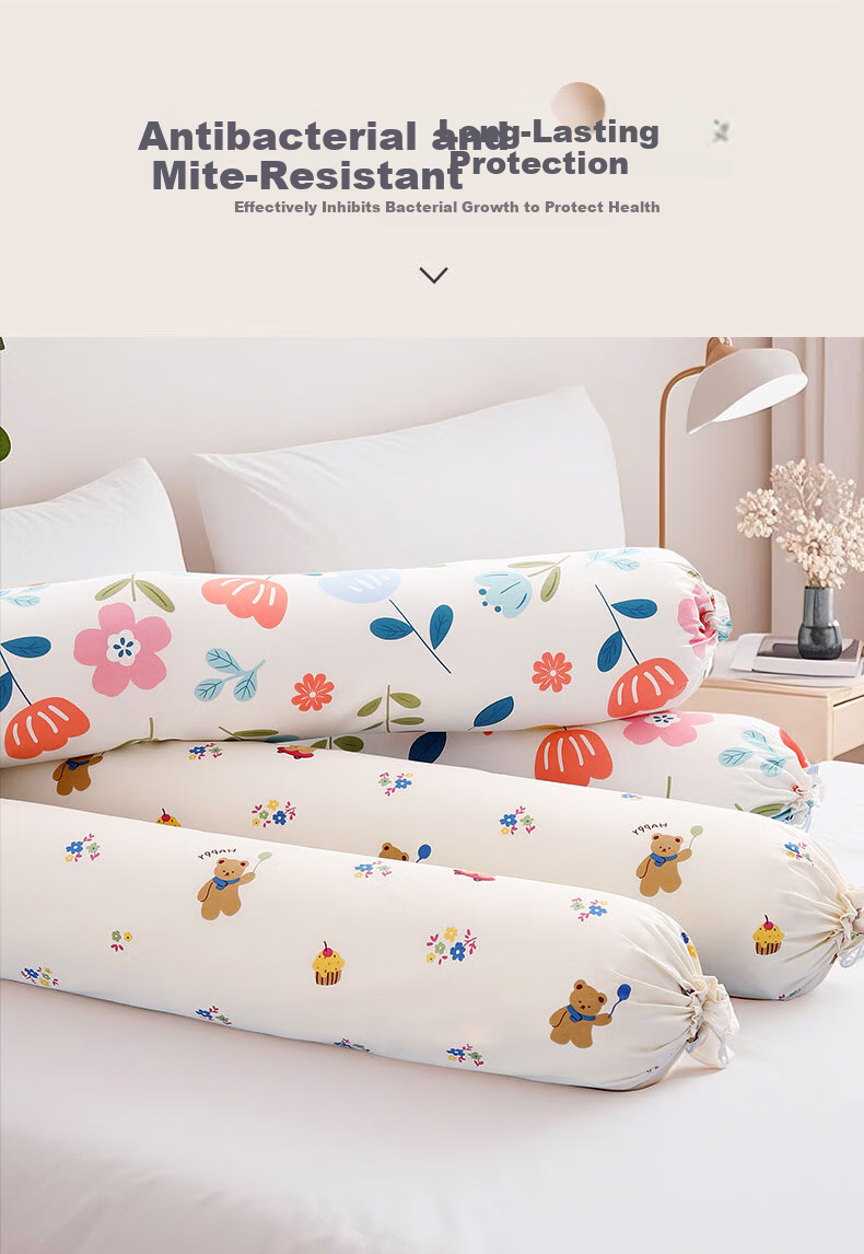 Jinhao 100% Cotton Antibacterial Candy Body Pillow Long Bolster Side Sleep Leg Hugging Pillow Removable Washable 1.1m Banxia 3