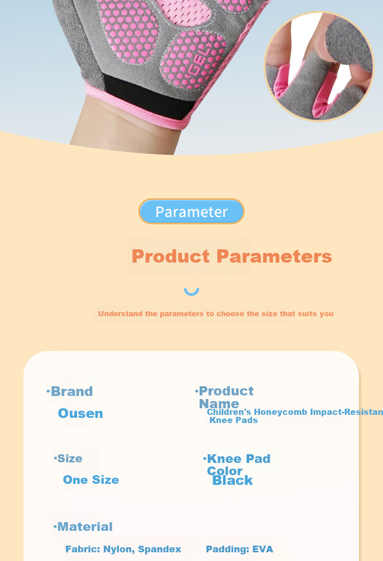 Ousen Kids Cycling Gloves and Knee Pads Set Anti-Fall Thickened Dance Knee Protection for Girls Summer Thin Version 15