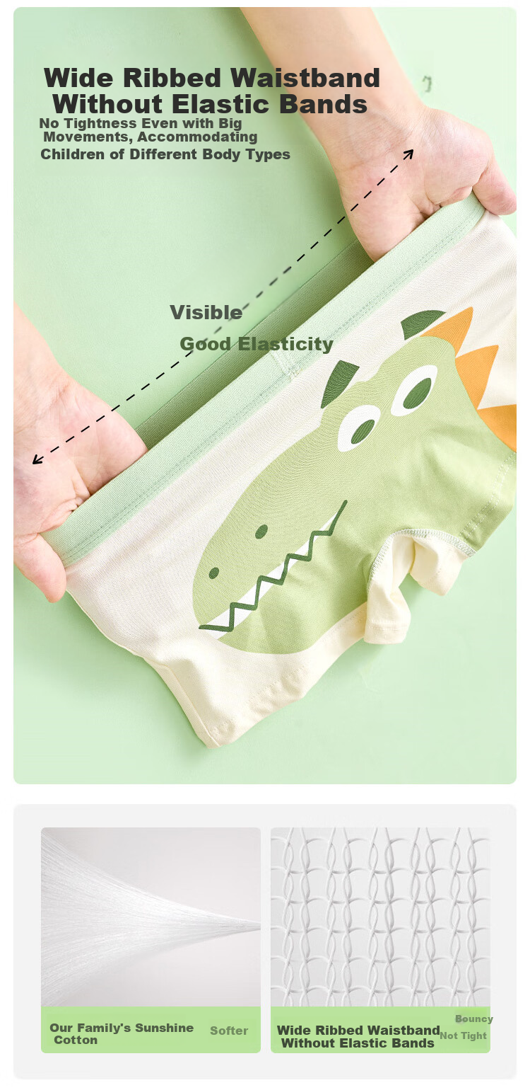 Little Pig Banner Boys' Underwear Xinjiang Long-Staple Cotton Class A Boys' Mid to Large Size Youth Baby Boxer Shorts 2