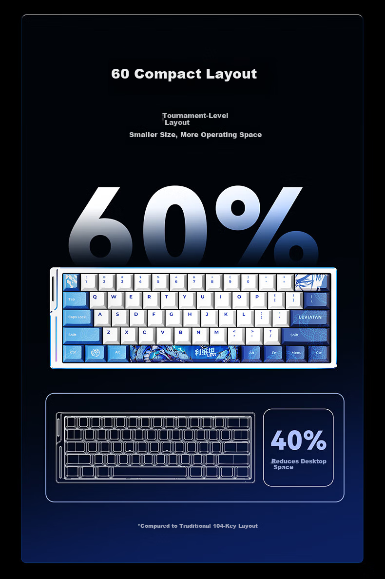 ATK LEV EDGE63 HE Leviathan Limited Edition Gaming Magnetic Switch Keyboard Customized for VALORANT, 64-Key Gaming Mechanical Keyboard Master Edition TTC Magnetic King Switch 12