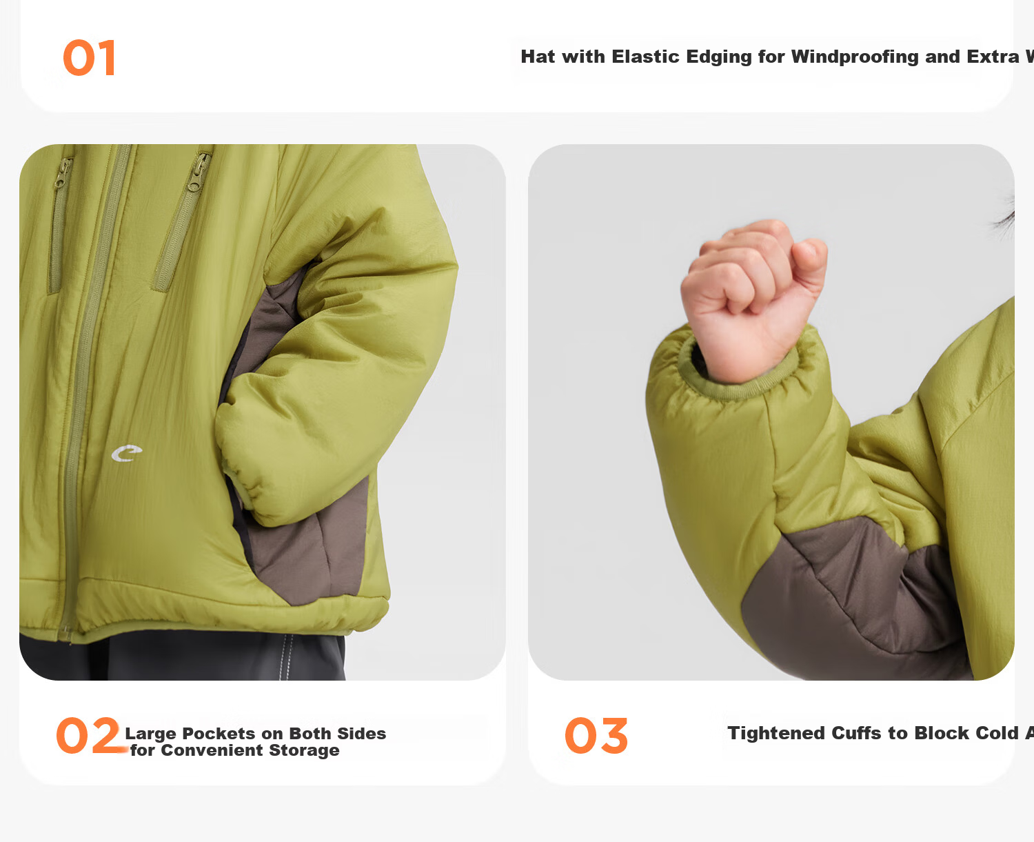 Zoxi Children's Cotton Jacket 3M Thinsulate 2025 New Winter Boys Lightweight Padded Coat Yellow-Green 130 15
