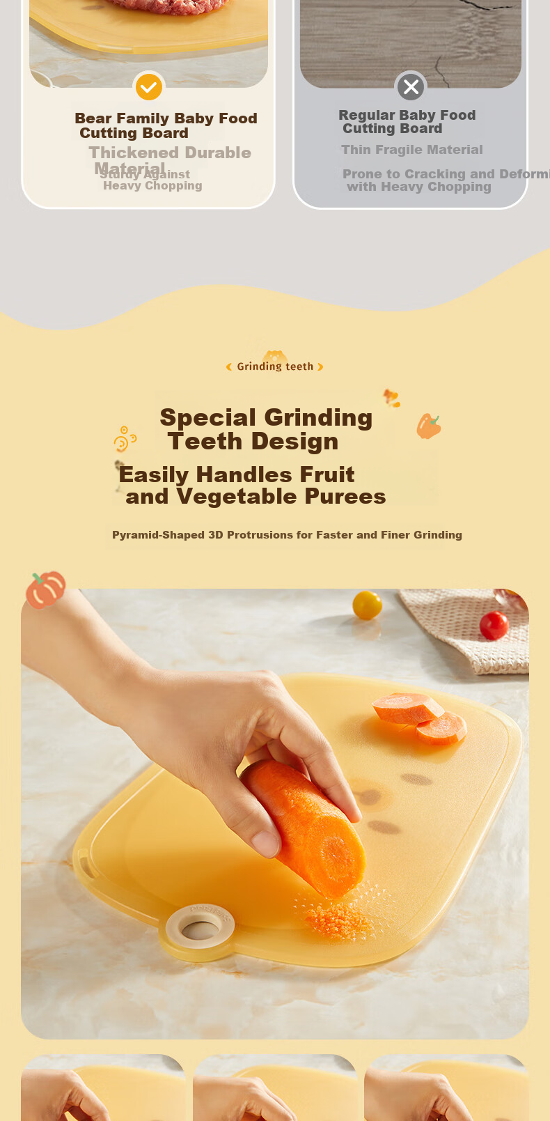 Bear Antibacterial Food Prep Cutting Board Double-Sided Household Fruit PP Plastic Small Chopping Board 19x20cm 5