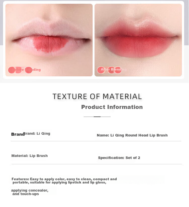 LiQing Round Head Gradient Lip Brush Set of 2 Multifunctional Concealer and Lip Makeup Brushes 1