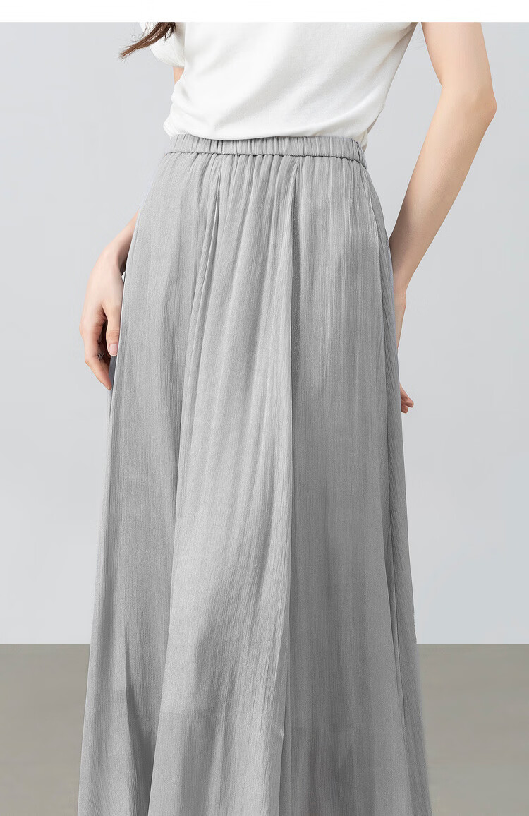 Shangdu Bila Elegant Radiant Half Skirt for Women Summer Soft Style Slimming A-Line Skirt Lightweight Draped Elastic Waist Flared Skirt 24