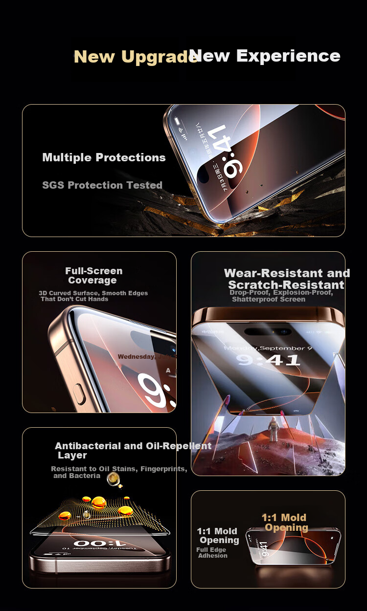 Kulefeng [Corning AR Enhanced Transparency | Dust-Free Instant Application] Suitable for Apple 18 Pro Tempered Glass Screen Protector, IPhone 17 Pro Phone Film, High-Definition Anti-Shatter Shatterproof Protective Film 3