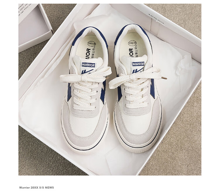 Warrior Women's Canvas Shoes, New Spring 2026 Style Sneakers, Thick-Soled White Shoes, Versatile Casual Soft-Soled Sports Shoes 10