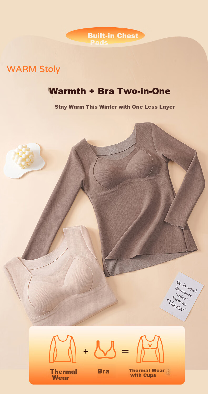 Herbal Original Color Women's Thermal Underwear with Padded Fixed Cup Seamless Thickened Wool Base Layer Spring New Arrival 8