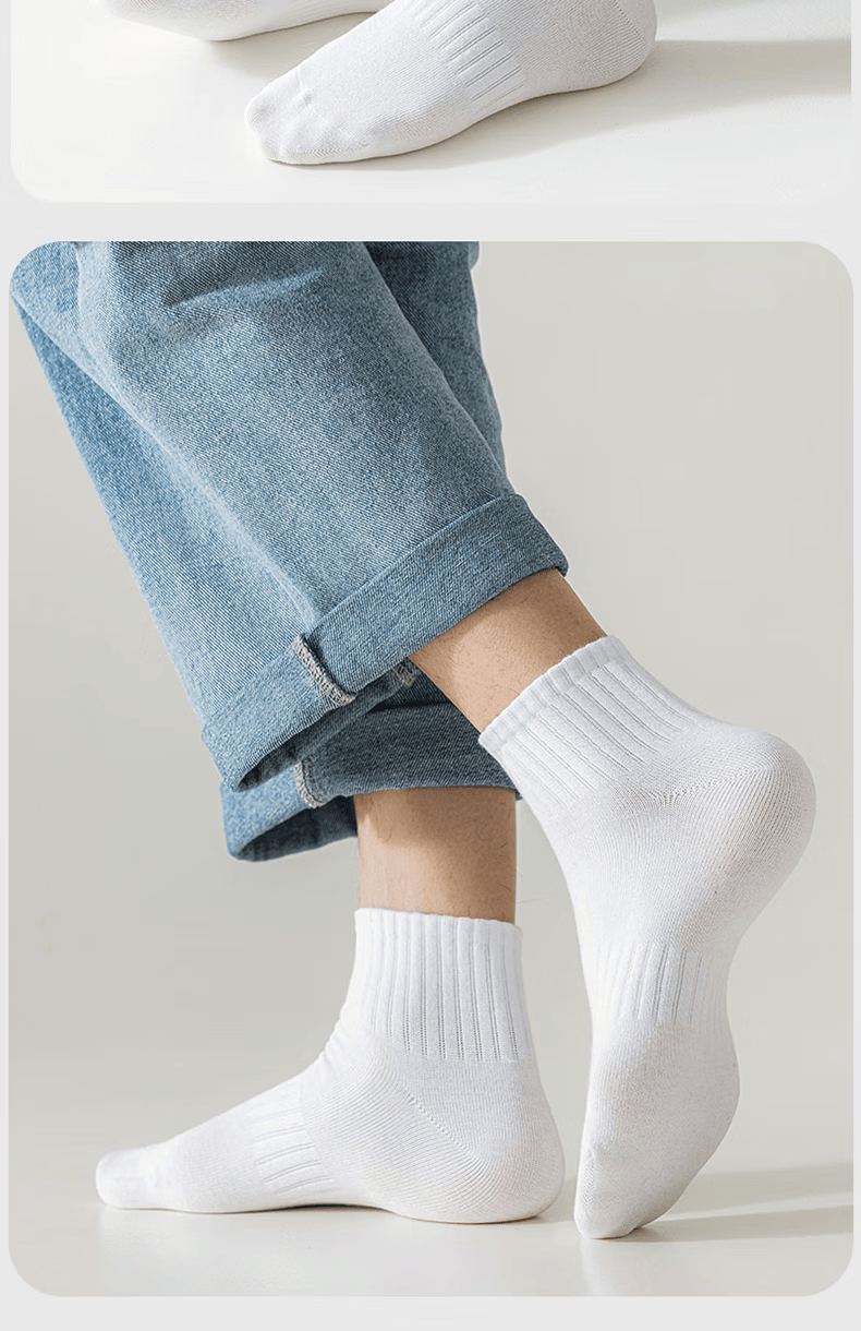 Yimian Men's Socks Xinjiang Cotton Short Socks Spring Summer 10A Antibacterial Deodorant Breathable Solid Color Low Cut Ankle Socks 10 Pairs QL 4