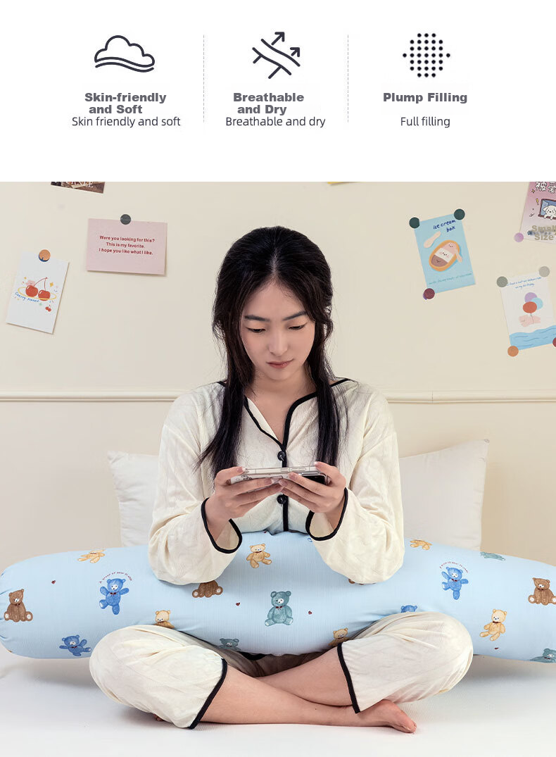 Jinhao Antibacterial Candy Long Body Pillow Side Sleep Leg Hugging Pillow Removable Washable 1.1m Teddy Bear 6