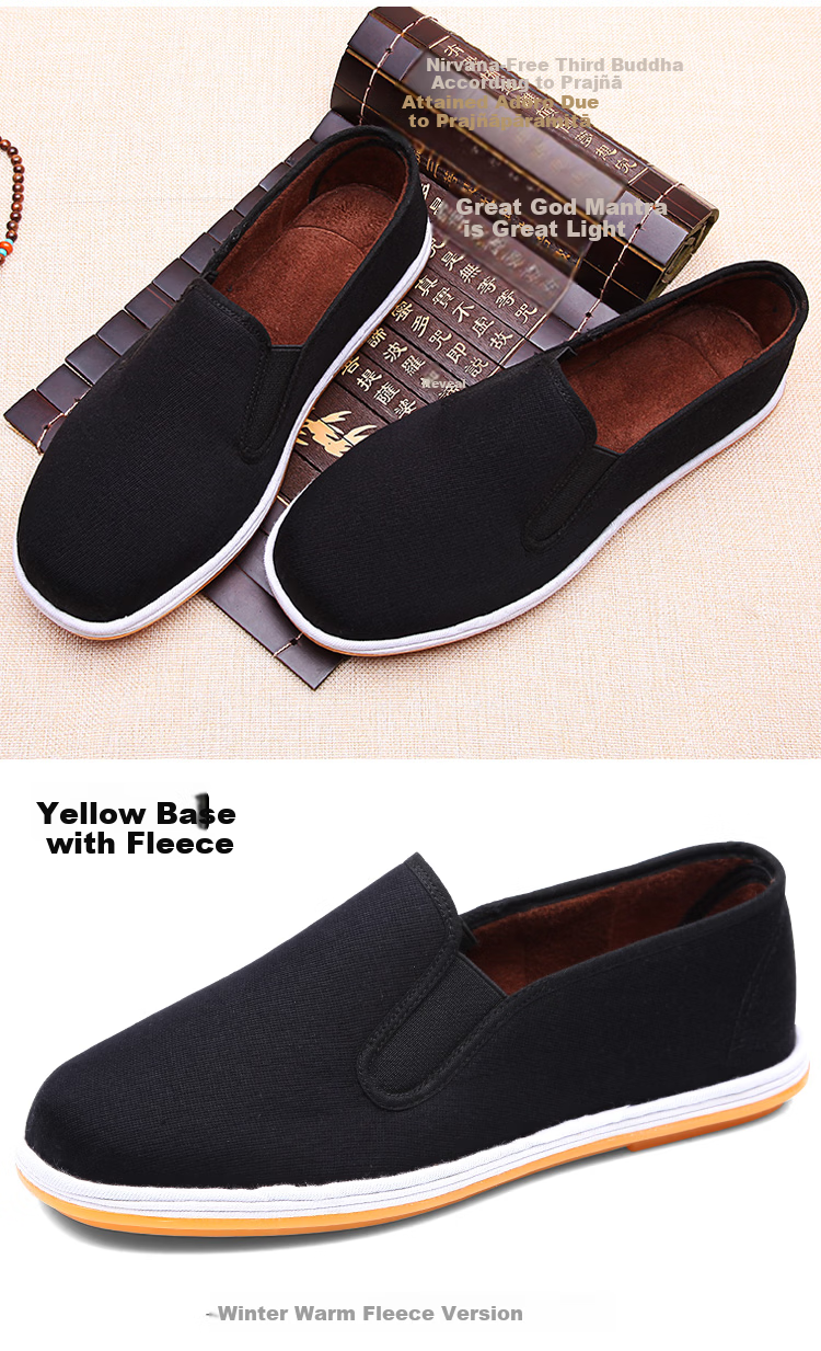 BUS HEYUAN Traditional Beijing Cloth Shoes for Men with Thousand-Layer Sole, Casual Elderly Shoes, Slip-On Loafers for Middle-Aged And Elderly Men, Size 43, Black Cowhide Sole, Model 73X-9202 13