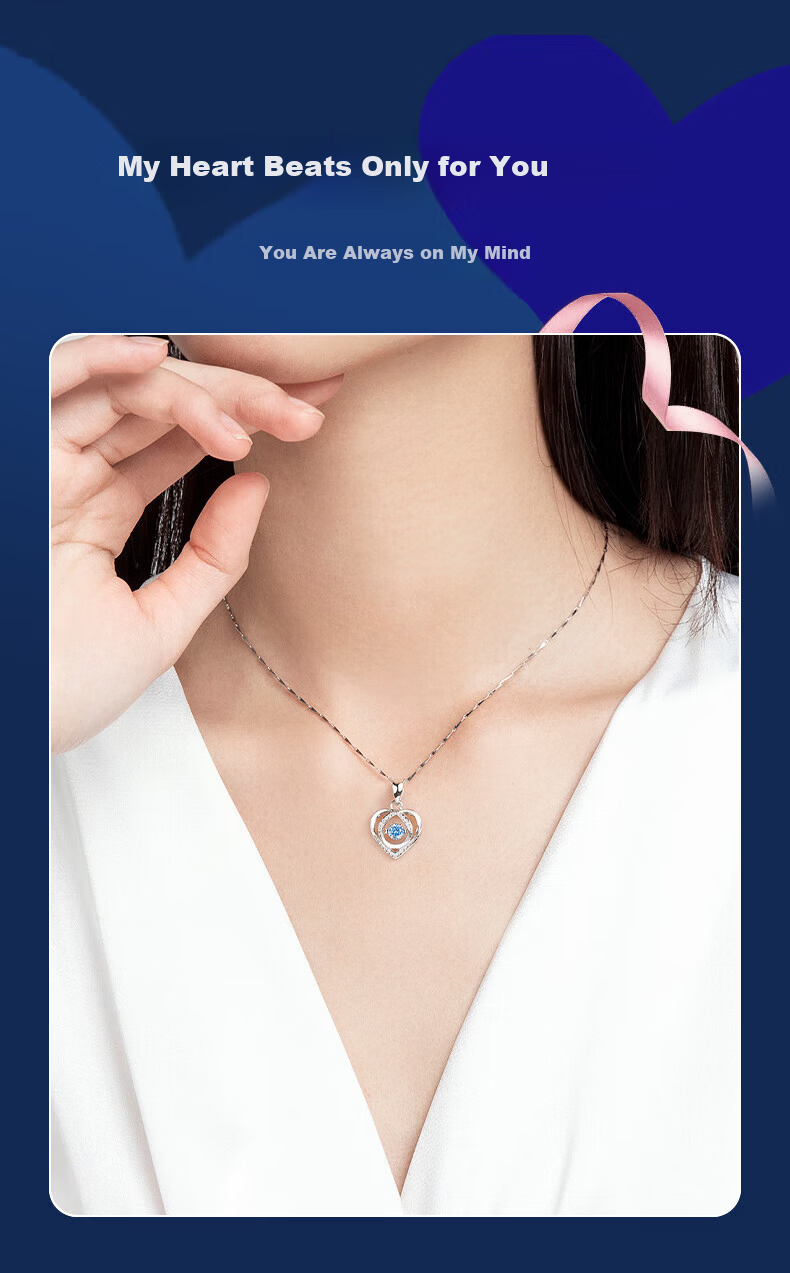 GLTEN Swarovski Zirconia 999 Sterling Silver Necklace Women's Pendant Luxury Birthday Gift for Girlfriend Wife 3