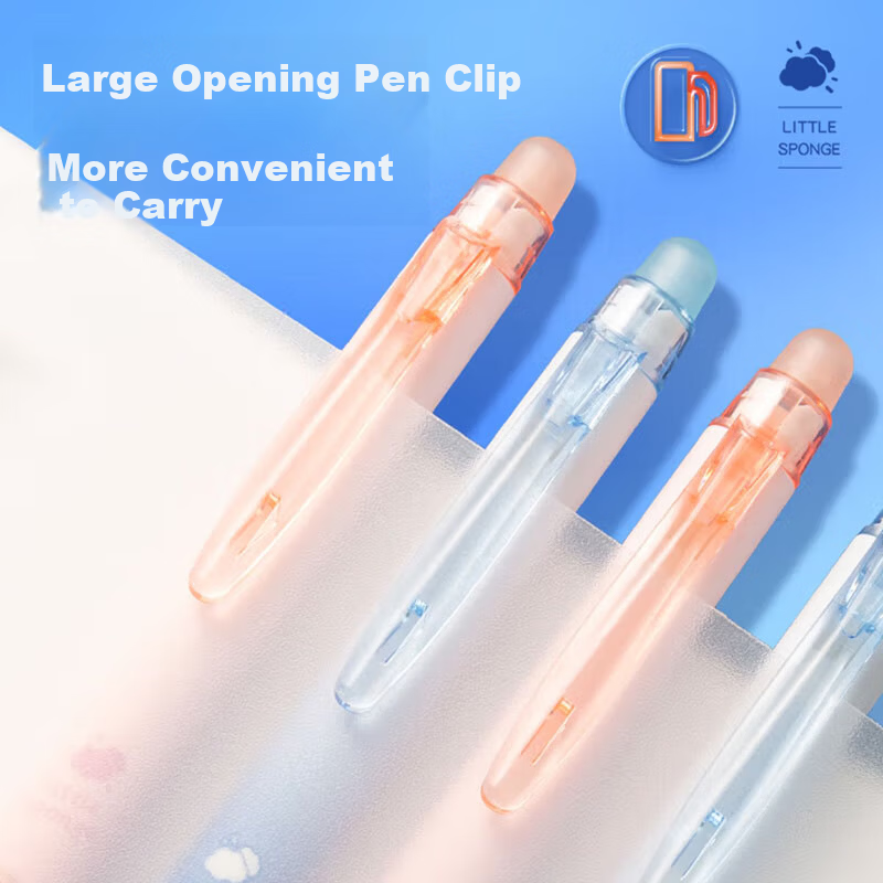 M&G Erasable Gel Pen 0.5mm Crystal Blue Retractable Bullet Tip Signature Pen with Small Sponge Sleeve, High-Value 12-Pack AKPH3220B2 1