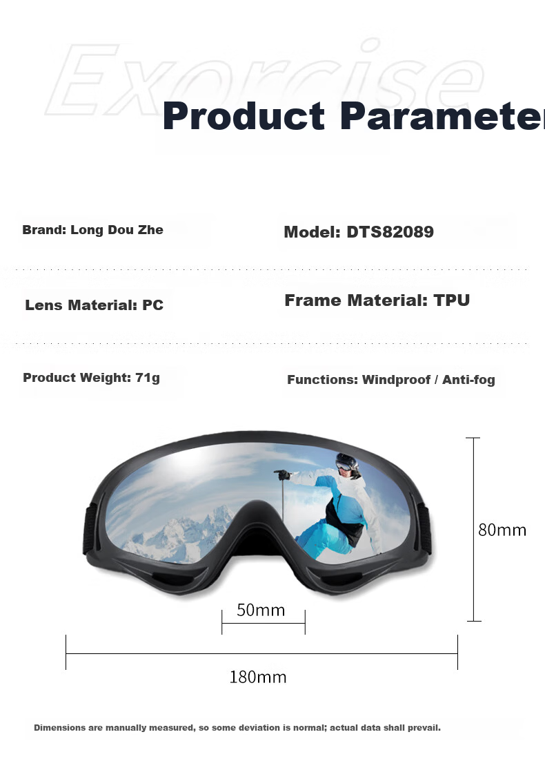DRATRA Ski Goggles Windproof Glasses Mountaineering Snow Goggles Kids Ski Glasses Dustproof Snow Gear 3