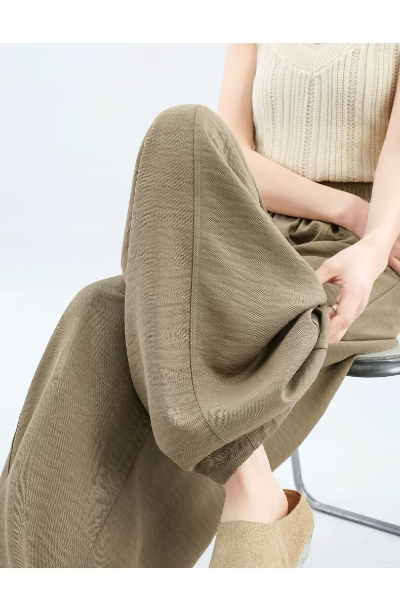 Modal Curved Blade Wide-Leg Pants for Women Summer 2026 New High-Waist Slimming Ice Silk American Texture Banana Casual Pants 16