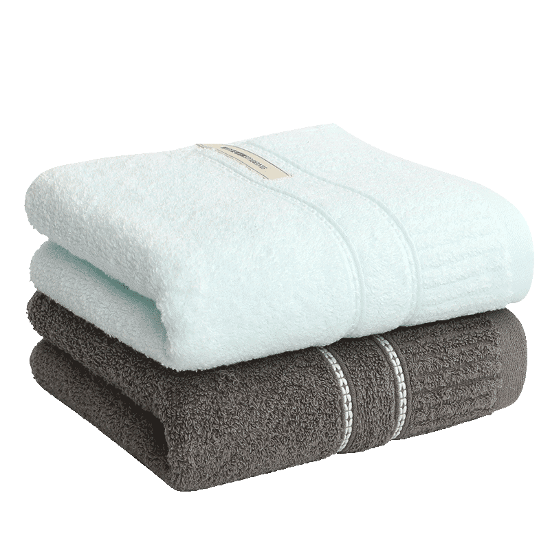 Grace 10A Grade Antibacterial Pure Cotton Towel, Soft And Absorbent Xinjiang Long-Staple Cotton Face Towel, 2-Pack Deep Gray + Blue Sports