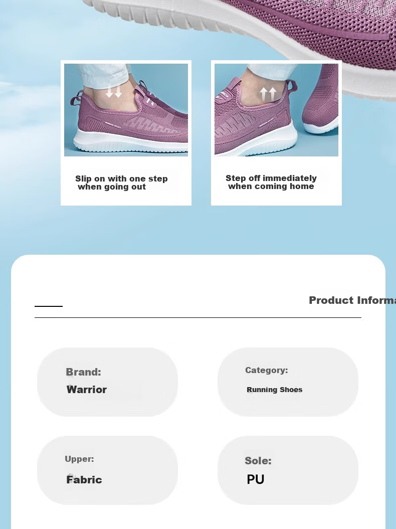Warrior Women's Slip-On Soft Sole Sports Old Beijing Cloth Shoes 0603 Light Purple Size 38 9