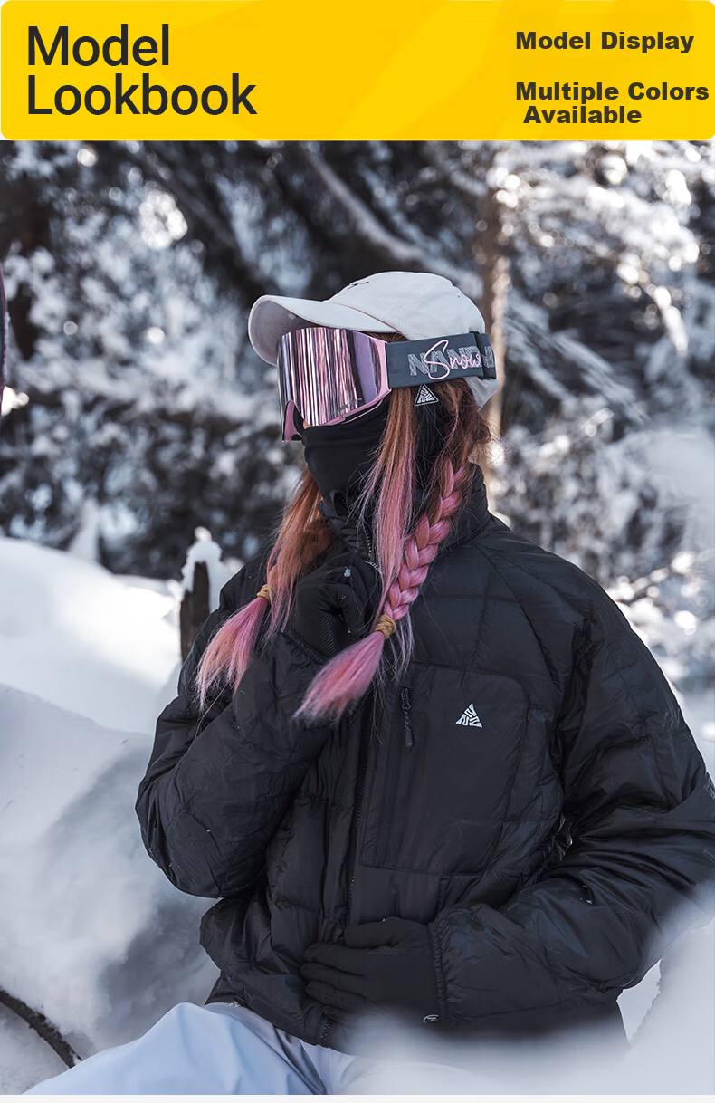 Nan En Ski Goggles Protective Eyewear Women Snowboard Glasses Breathable HD Anti-Fog Flip-Up Men Black Frame Purple 13