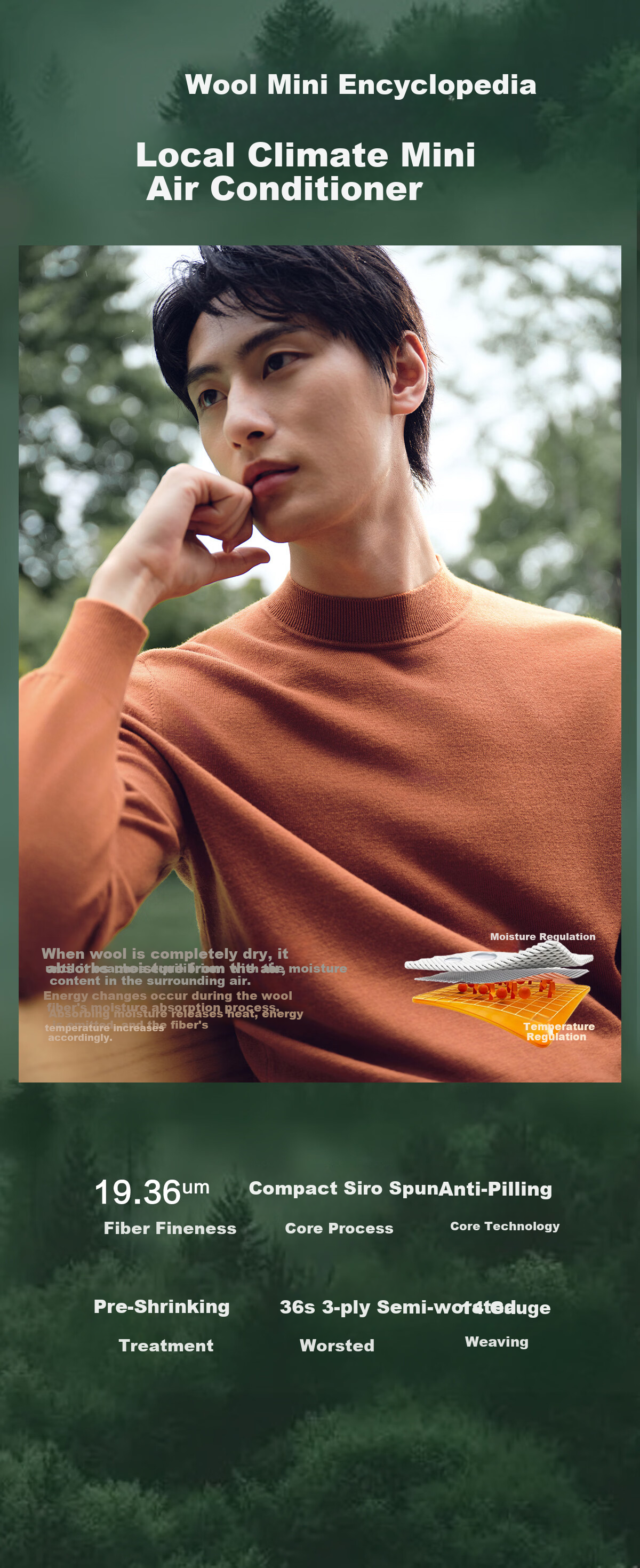 Hodo 【Machine Washable】100% Wool Sweater Men Autumn New Heavy Thick Pure Wool Knitwear 6