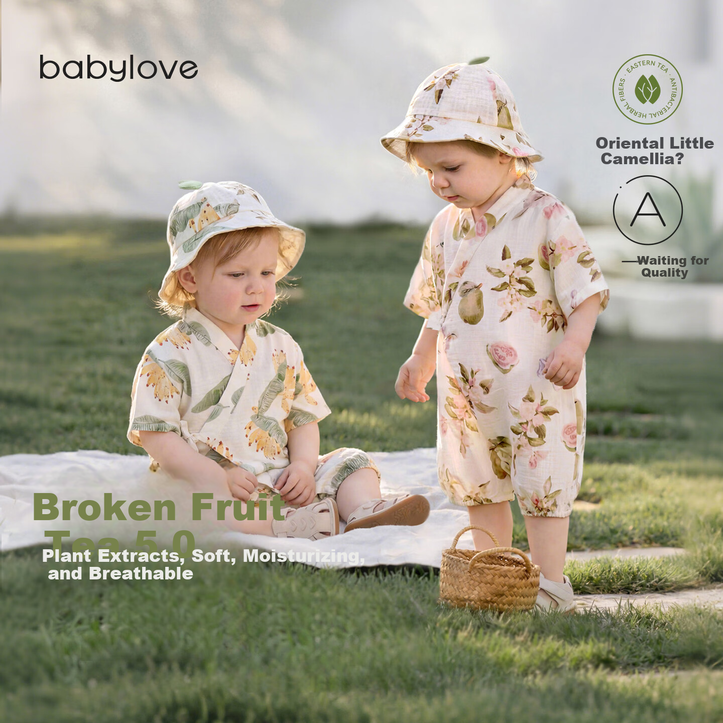 Babylove Bobo Fruit Tea Baby Summer Romper Bamboo Cotton Camellia Gauze Breathable Thin Unisex Baby Clothes