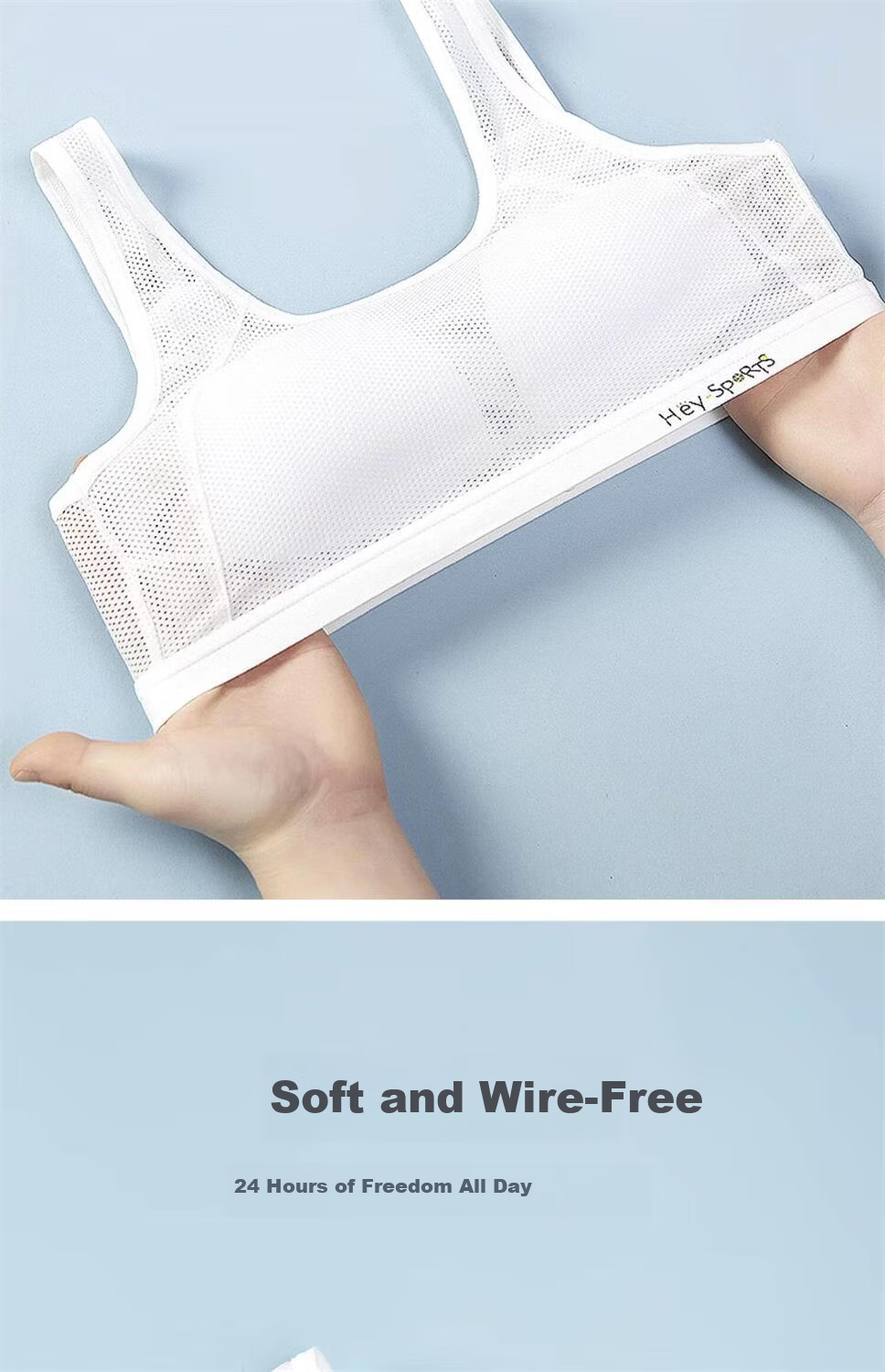 Meishianxuan [2-Pack] Developmental Stage Girls' Student Sports Bra, Fixed Cup Brassiere for Middle And High School Students 11
