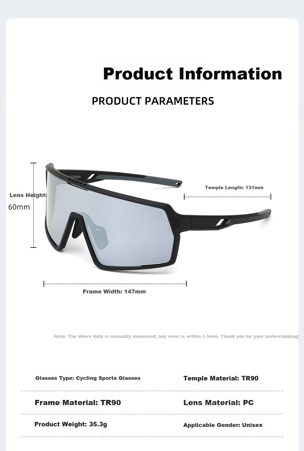 CAXMAN Cycling Glasses Men's Professional Road Bike HD Windproof Outdoor Sports Sunglasses Women's Protective Eyewear 13