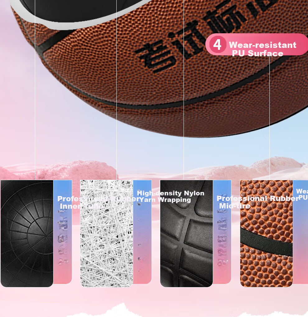 Li-Ning Basketball Junior Middle School Indoor Outdoor Girls Size 6 Official Exam Basketball for Ages 12-18 Women's Standard Test Ball 24
