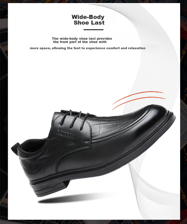Huili Men's Leather Shoes, High-Quality Business Casual Shoes with Soft Soles, Black Derby Shoes, 2155 Black, Size 43 7