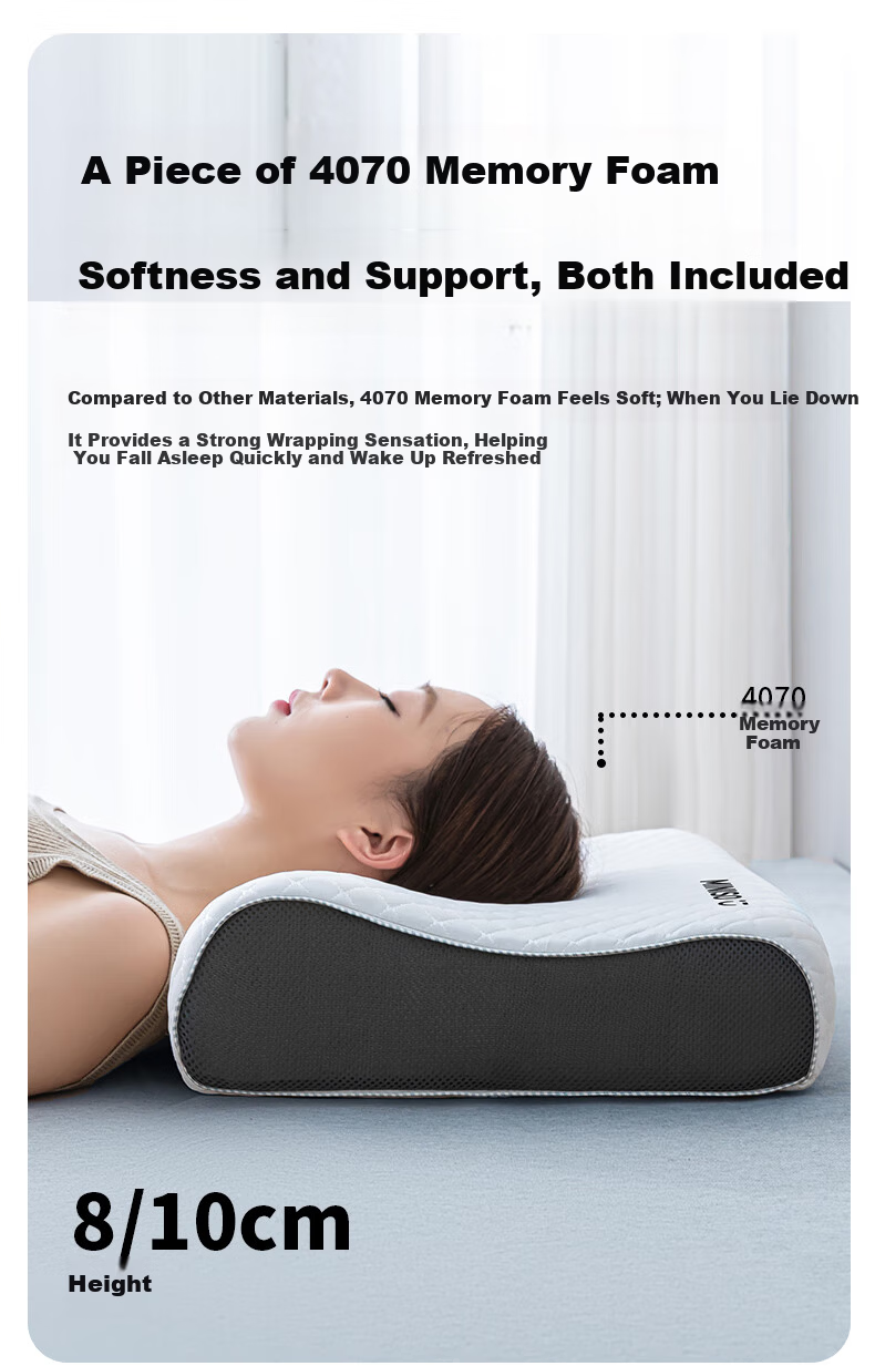 MINISO Deep Sleep Memory Foam Neck Support Pillow Core for Cervical Spondylosis, 10-12cm Thickness 2