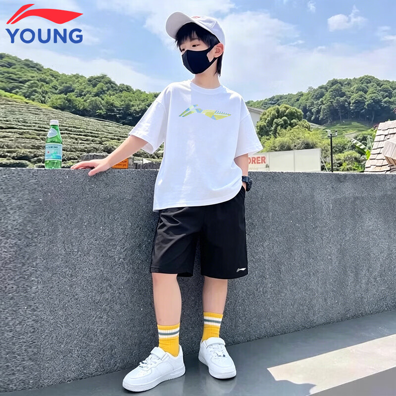 LI-NING Kids Set 2026 Summer New Quick-Dry Short Sleeve and Shorts Boys and Girls Sports Casual Two-Piece Set