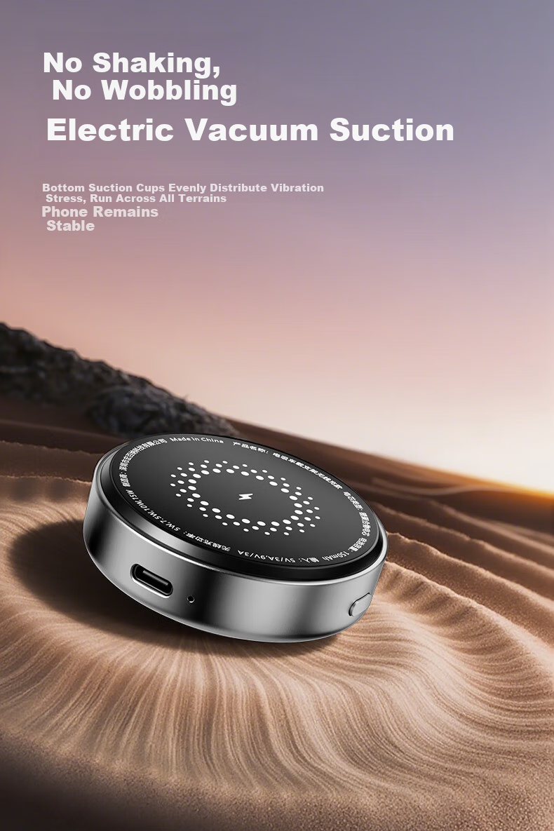 Kustar Electric Vacuum Suction Cup Car Phone Holder Magsafe Magnetic Wireless 15W Fast Charging QI2 Certified Live Streaming Vlog Anti-Shake Lampart Mount 1