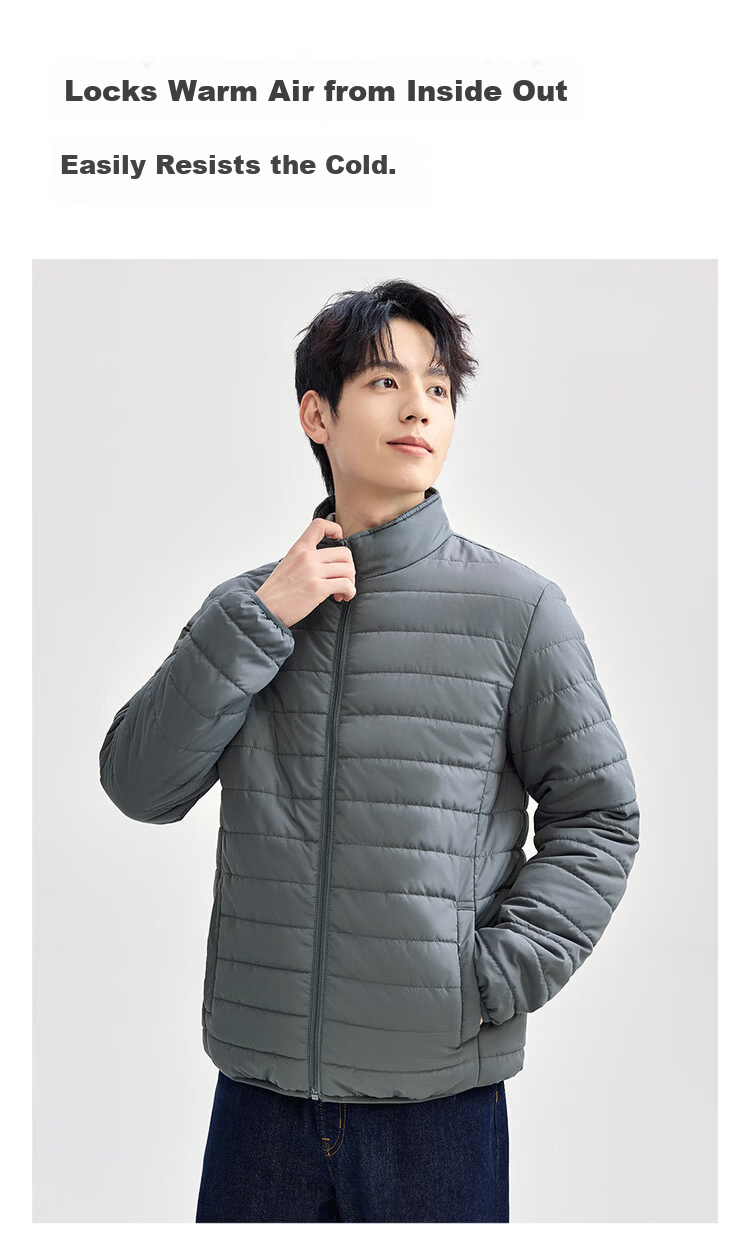 Giordano Men's Cotton Padded Jacket Outdoor New Solid Color Stand Collar Warm Cotton Coat 13075816 4