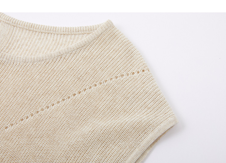 Demana [With Linen Lyocell] Summer Minimalist Round Neck Raglan Short Sleeve Buttoned Slim Knit Top for Women Premium Feel 13