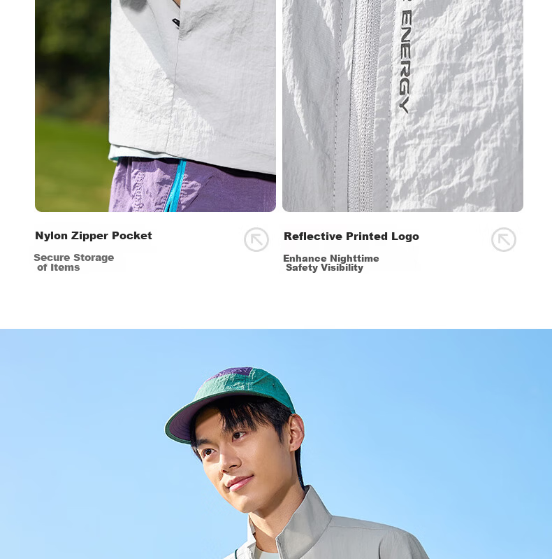 361° Men's Sunscreen Jacket Spring Summer UPF100+ Sports Outdoor Stand Collar Cooling Quick-Dry Coat 652624611-3 14