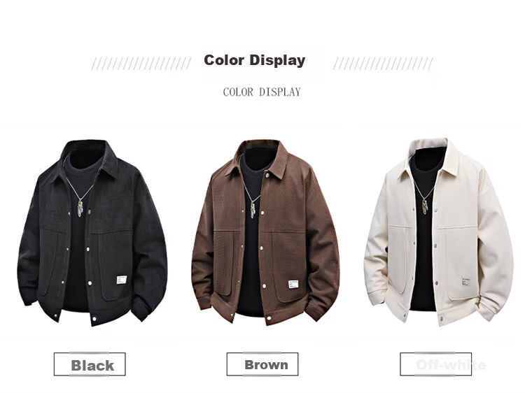 TUCANO Men's Spring Autumn Jacket Casual Loose Stylish Lapel Workwear Coat Off-White XL 7