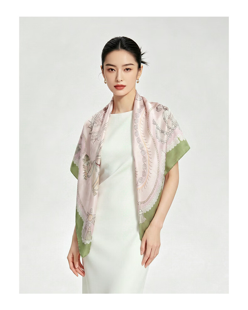 Baoshelan 90cm Silk Square Scarf Women 100% Mulberry Silk Scarf Spring Summer New Carriage Ballad Gift for Bestie Birthday 11