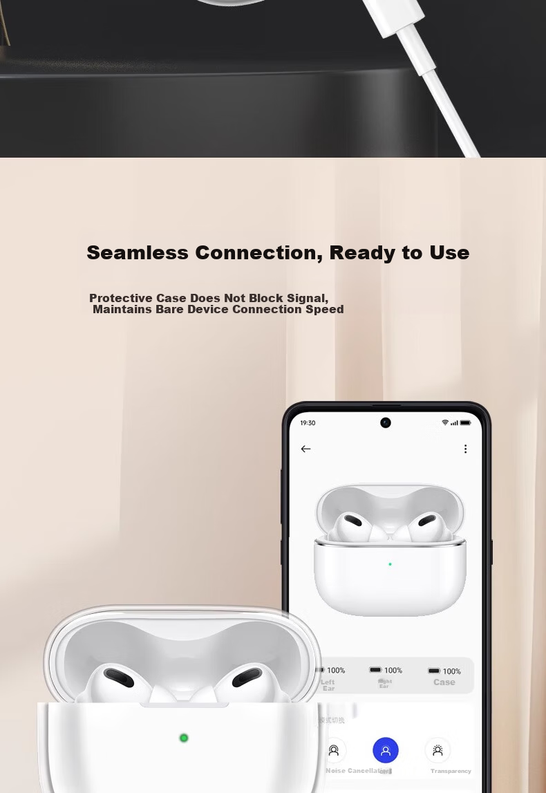 HotFire Case for OPPO Enco Air4 Air4Pro Earbuds Silicone Wireless Charging Protective Soft Cover Transparent with Lanyard 7