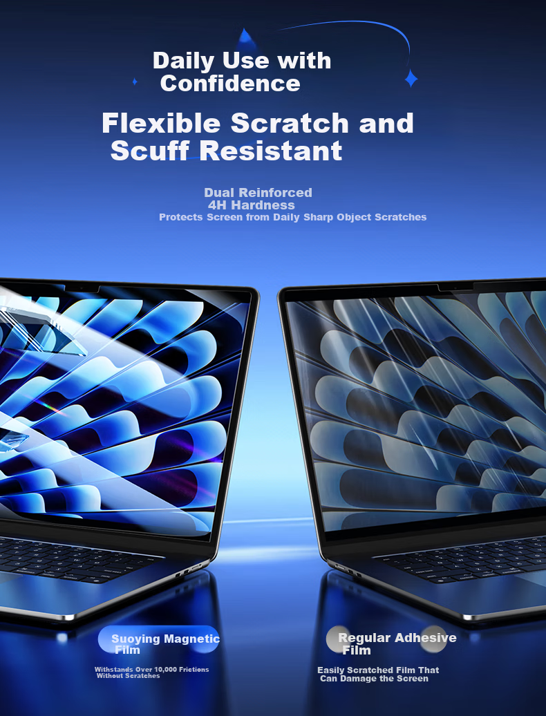 Suoying Magnetic Detachable Screen Protector for Apple MacBook Air 15.3-inch M5/4/3 2026/25/24 Models Laptop HD Easy-Apply Film 19