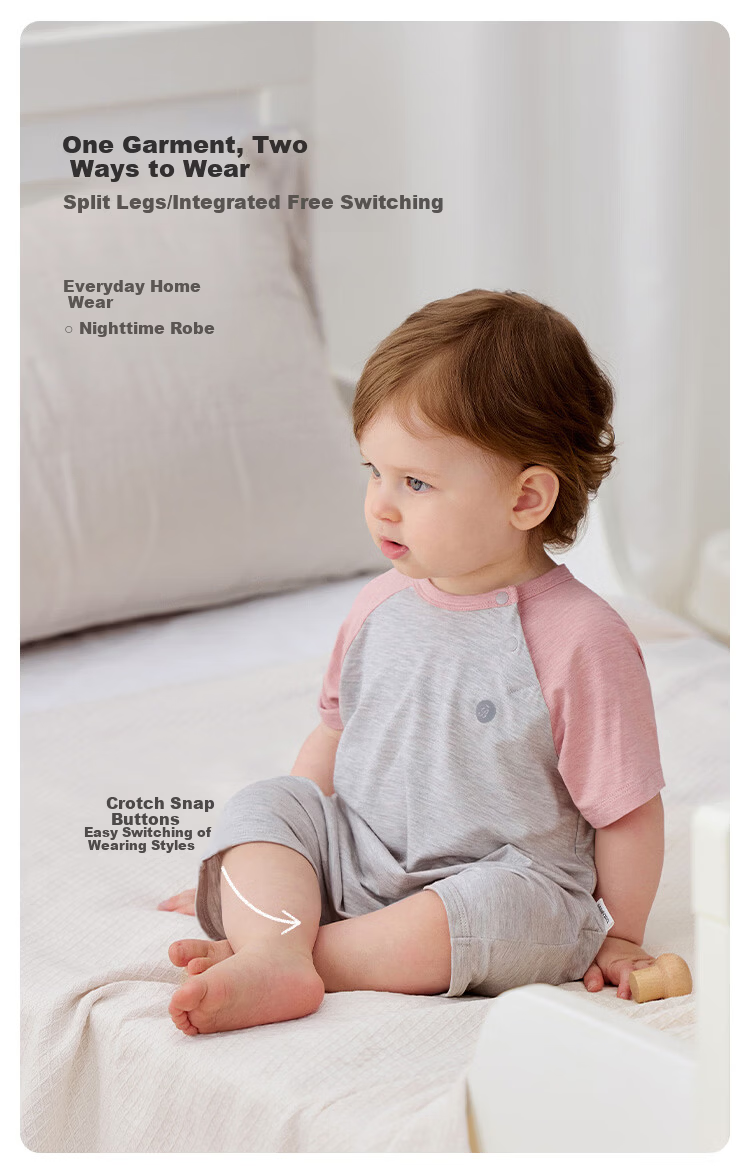 Babylove Baby Summer Thin Breathable Bamboo Fiber Short Sleeve Romper Jumpsuit Casual Sleepwear 3