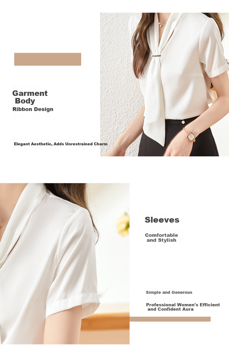 Jeanswest Women's Summer Fashion Chiffon Casual Short Sleeve V-Neck Ribbon Blouse Blue XL 4
