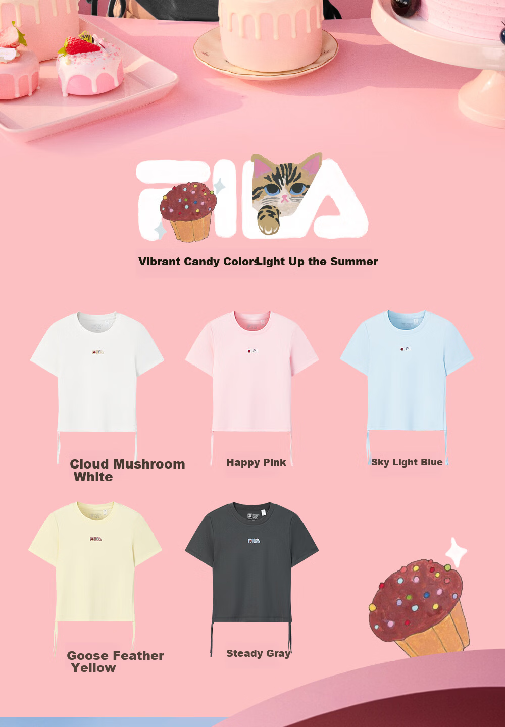 FILA Yang Mi Same Style Knitted Short Sleeve Shirt Women 2026 Summer Side Drawstring Fashion Casual Embroidered Logo Slim T-Shirt 2
