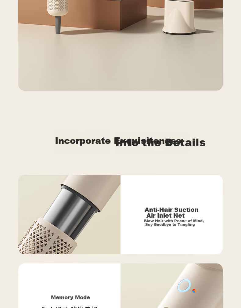 AUX High-Speed Hair Dryer Home Use Powerful Fast-Drying Ionic Hair Care Bladeless Low Noise Electric Hair Dryer 21