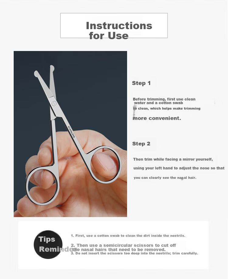UPLUS High-Value Nose Hair Trimmer, Manual Men's Nose Hair Clipper, Round-Tip Nose Hair Trimmer, Beauty Scissors 8