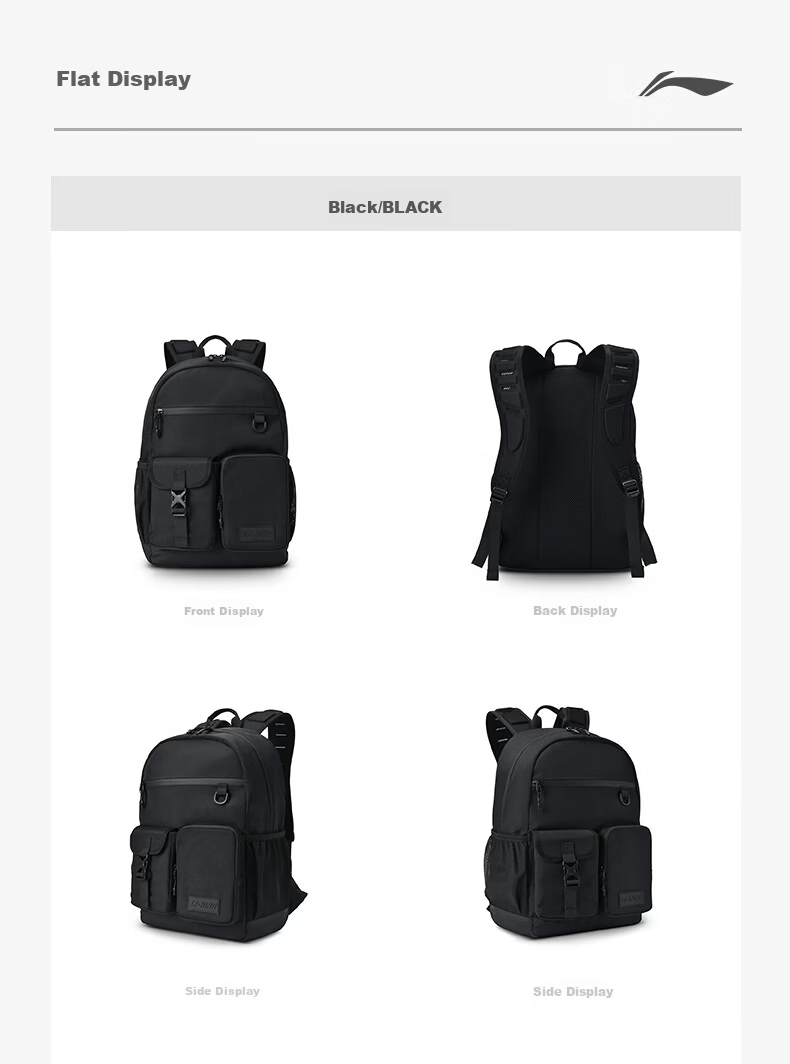 LI-NING Badminton Bag Unisex Multifunctional Large Capacity Backpack Sports Outdoor Travel School Bag Black 16