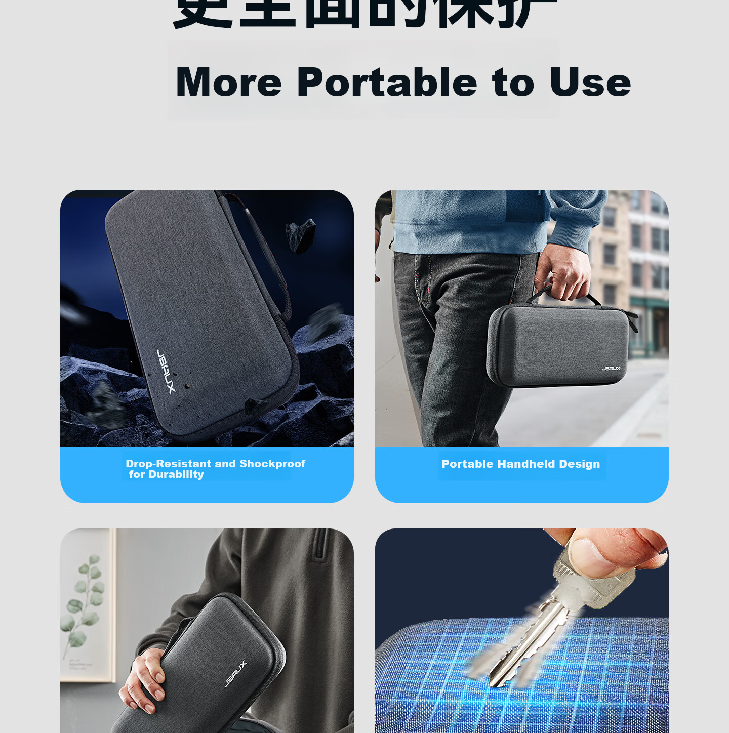 JSAUX Steam Deck OLED Carrying Case ROG Handheld Console Storage Bag Ally Box Accessories Stand Protective Cover Portable Large Capacity Multifunctional 13