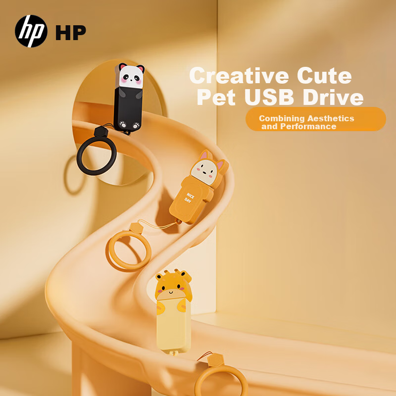 HP 32GB Cute Deer USB Flash Drive High-Speed Mini USB Drive for Office, Students, Car, Computer, and Mobile Phone
