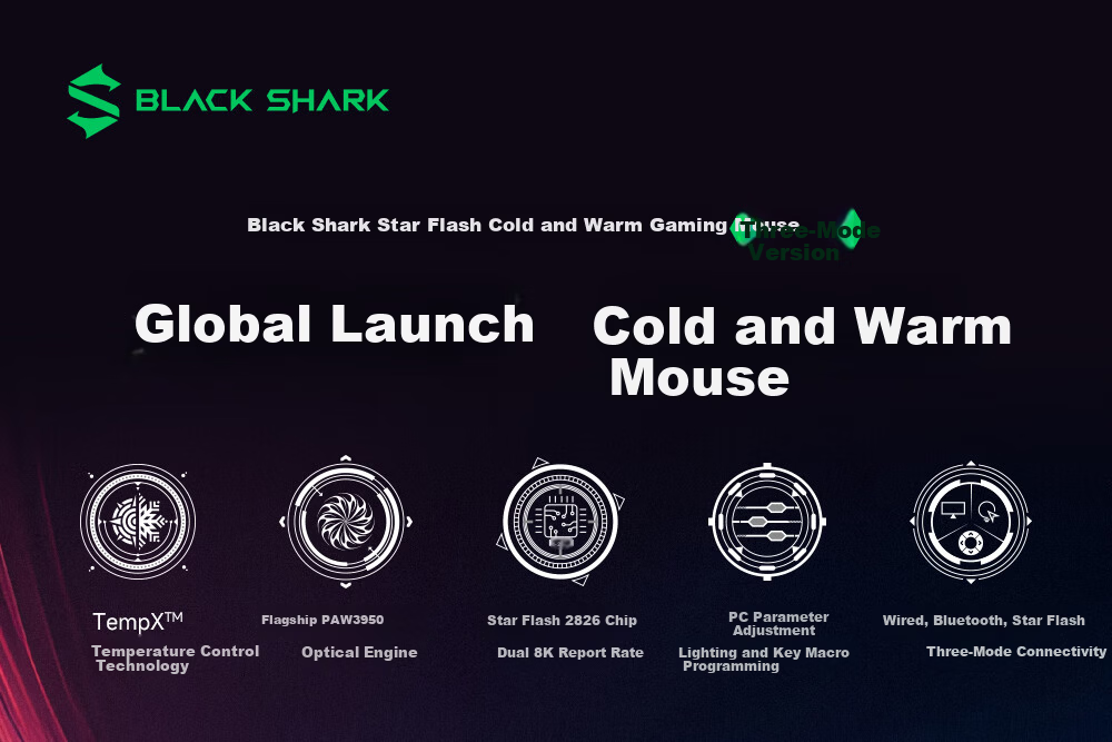 Black Shark Star Flash Heated Gaming Mouse Ergonomic Dual 8K Report Rate Wireless Tri-Mode Right-Handed PUBG/LOL/CSGO Mouse 2