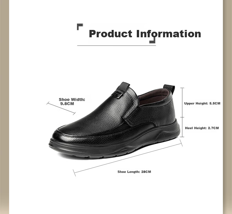 LAORENTOU Men's Business Casual Leather Shoes Litchi Pattern Slip-On Dad Shoes Cowhide Boss Shoes LA11711 Black Size 38 1